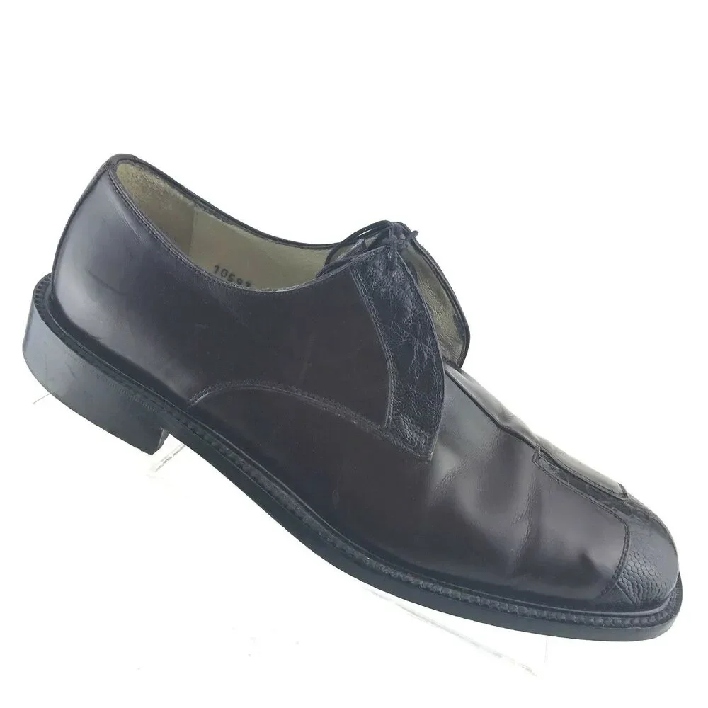 Belvedere Calf & Ostrich Oxford Mens Size‎ 10.5 M Brown Mahogany Split Toe
